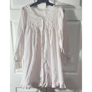 VTG Victoria's Secret Cotton BabyPink Nightgown Lace Ruffle Trim M Pearl Button